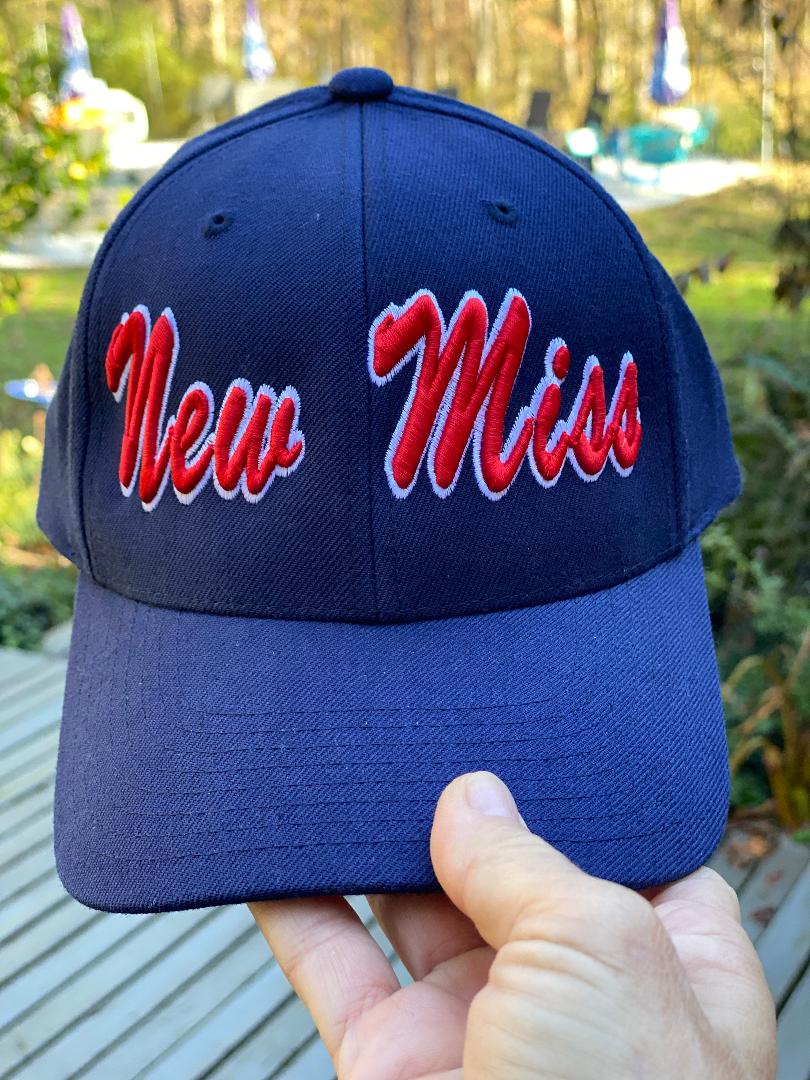 Limited Edition CLASSIC CURVED BRIM New Miss Baseball Hat (all red brim) Now available in Navy (all navy brim)